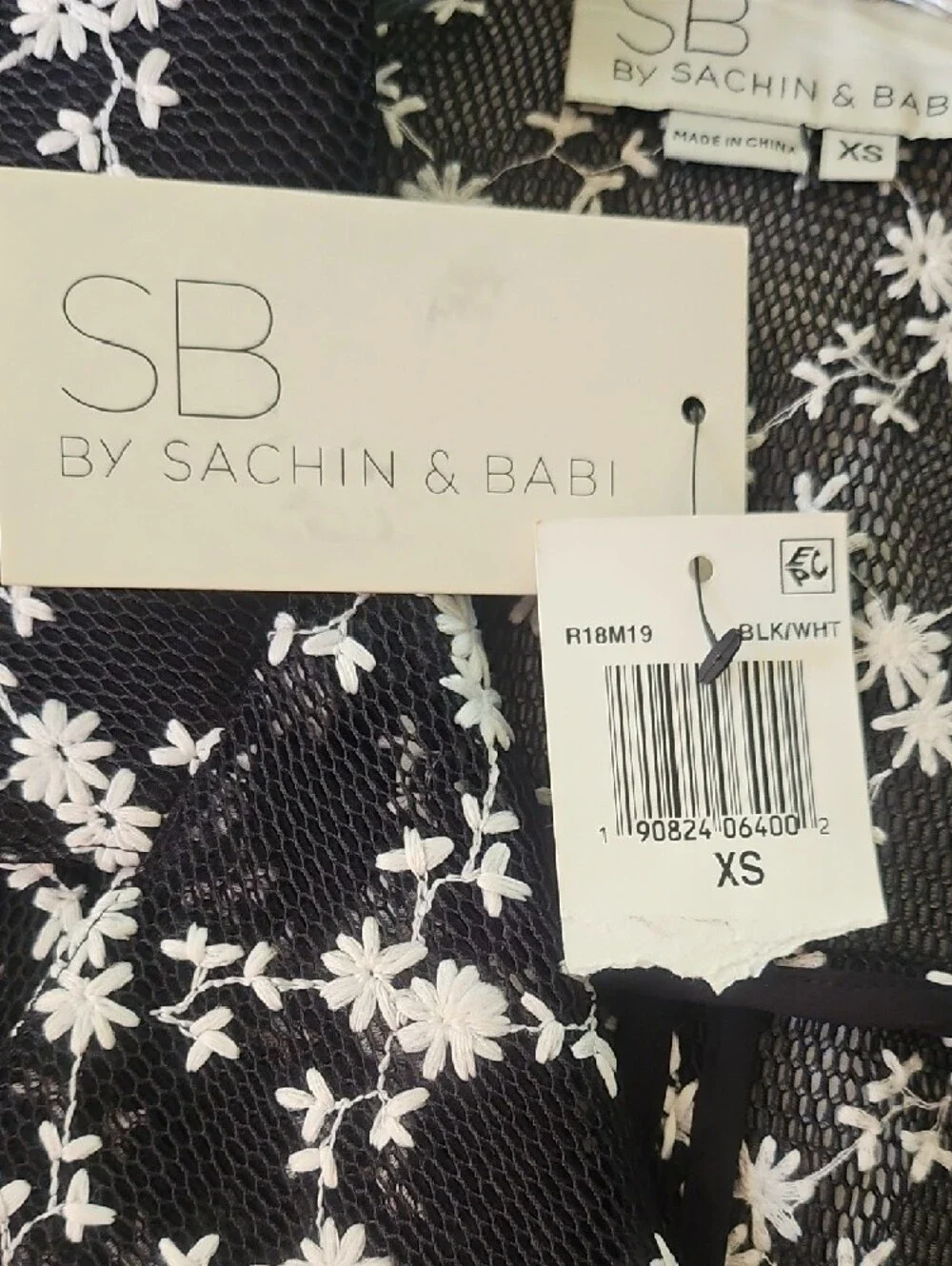 SB by Sachin & Babi Black  Mesh Moto Jacket w/ White Floral Embroidery- Size XS - Picture 11 of 12